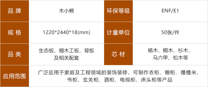 木小熊生态板参数